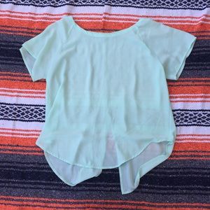 Lush Mint Green Sheer Blouse